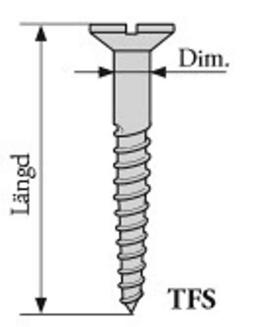 Hovedbilde Treskrue messing TFS 5 x 5/8 rett spor
